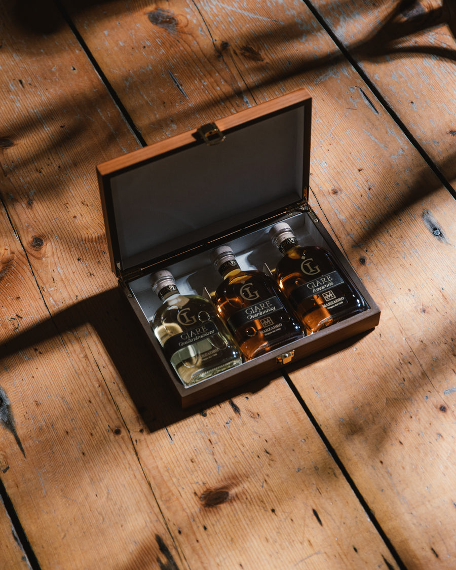 Grappa Holzkiste Le Giare - Distilleria Marzadro